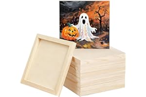 YUXITIA 8 Pack 6 x 6 inch Wood Panel Boards,Unfinished Wood Frames for DIY Art Projects, Square Canvas for Painting, Pouring, Arts Use with Oils, Fall Halloween Decorations Panel Canvas