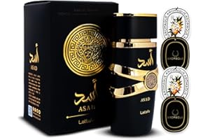 AROMAQUE Bundle of Asad Lattafa Perfumes 3.4oz Lattafa Asad Eau De Perfume Lattafa Perfumes 4 Scented Cards