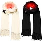2 Pcs Heated Scarf for Women Men USB Heating Scarf Soft Warm Electric Heated Neck Warmer for Winter