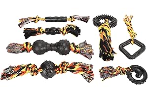 FLEXMAN 7Pcs Puppy Teething Toys Set, Durable Interactive Rope Dog Toys, Interactive Tug of War Toy, Dog Chew Toys, Dog Rope 