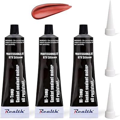Realth Silicone Gasket Maker 3 Pack High Temp RTV 3.53 Oz Ultra Red 100g