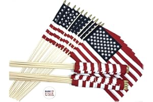 WORLD FLAGS DIRECT Box of 36 12"x18" US Stick School Classroom Flags Made In The USA, American Made 12x18 Flag is Mounted on a 30" Wood Staff, Beautiful Colors