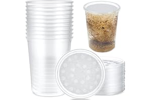 FillTouch 20 Pcs 32 oz Fruit Fly Culture Deli Cup and Fabric Vented Insect Feeder Lids Bug Container Fruit Cups with Lid Includes Gauze Patch