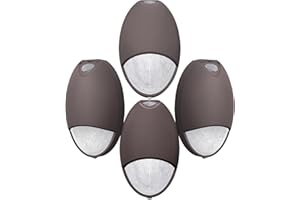 SASELUX Led Emergency Wall Pack Light With Battery Backup Photocell Sensor, Outdoor Waterproof Self Test Commercial Exterior Aluminum Emergency Light, 120-277V UL 924 Wet Location (4 Pack)