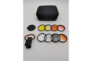 Saricho Coral Lens Set, Smartphone Reef Lens Kits, 1 Dust Case, 2 Clips, 8 Lenses: Yellow, Orange, Gradual Yellow Orange Pink, Star6, CPL, Macro