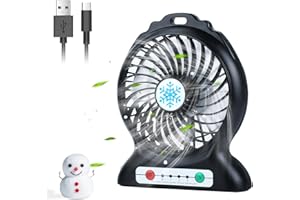 kissleaf Portable Fan Rechargeable with Battery，3 Speeds Mini Desk Fan, Small Fans Portable Type-C Fan Quiet for Home,Outdoor, Excise,Travel,Office, Complimentary Type-C Cable (Blcak)