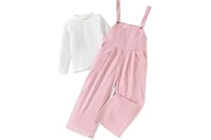 HINTINA Toddler Girl Corduroy Jumpsuit Overall Long Casual Loose Bib Pants 2 Pieces Outfits