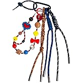 QTKJ Bag Charm, Colorful Cute Beads Keychain for Women, Hand-Woven Nylon Rope Key Chain, Aesthetic Keychain, Bag Accessories Charms for Backpack, Handbag