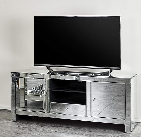 Mirrored TV Stand Entertainment & Media Centre Storage Amazon.co.uk