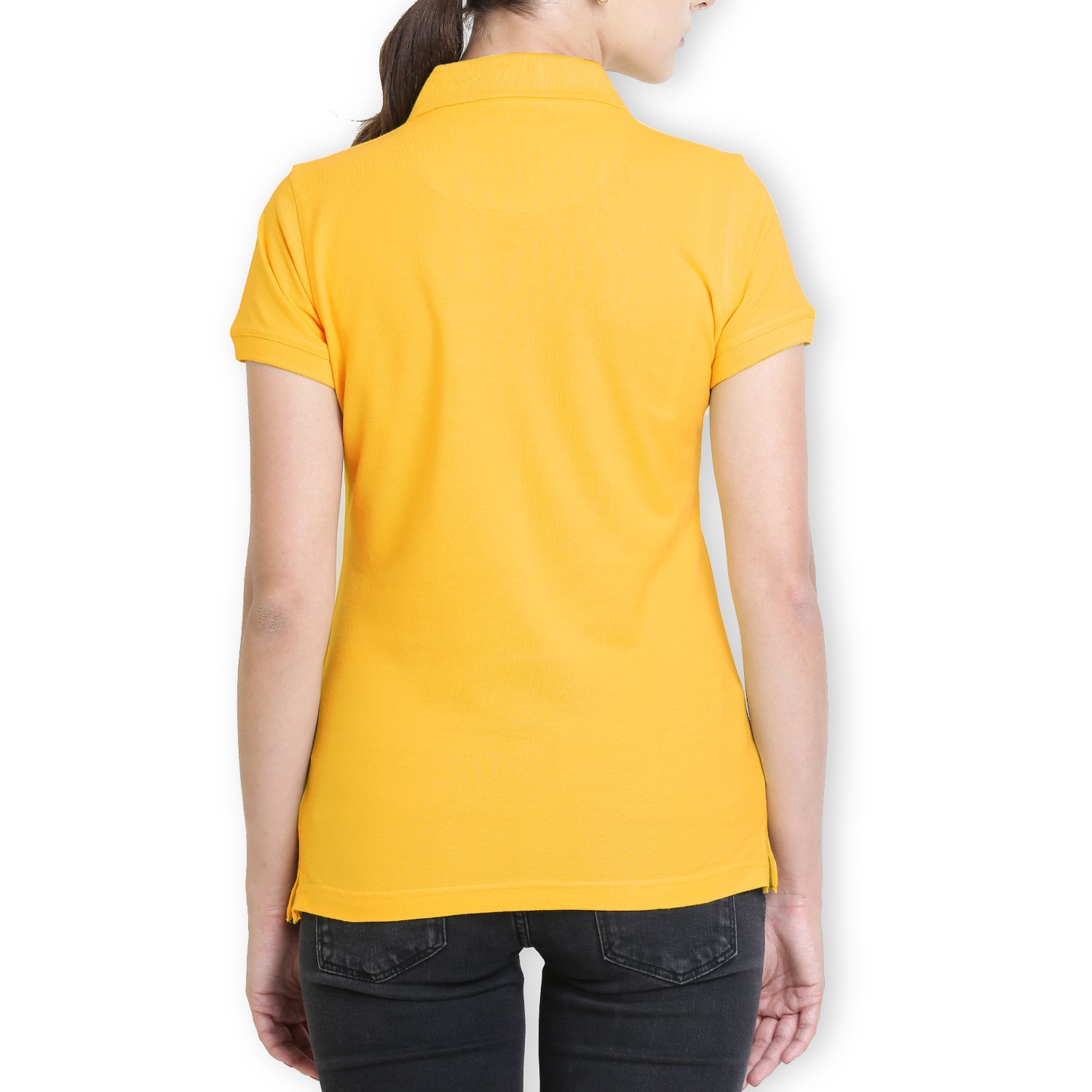 polo nation women's cotton polo t-shirt (yellow)