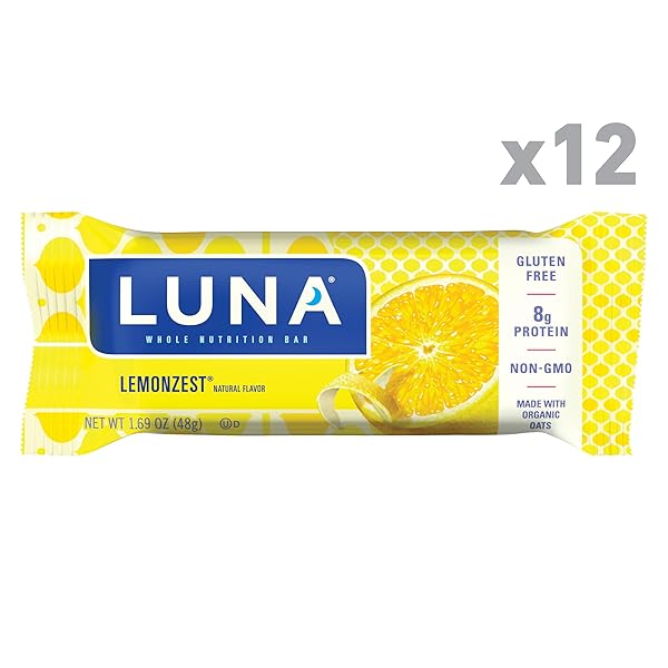 LUNA BAR – LEMONZEST FLAVOR – GLUTEN FREE SNACK BARS – NON-GMO – PROTEIN BARS – MADE WITH ORGANIC OATS – VALUE PACK (12 PACK)