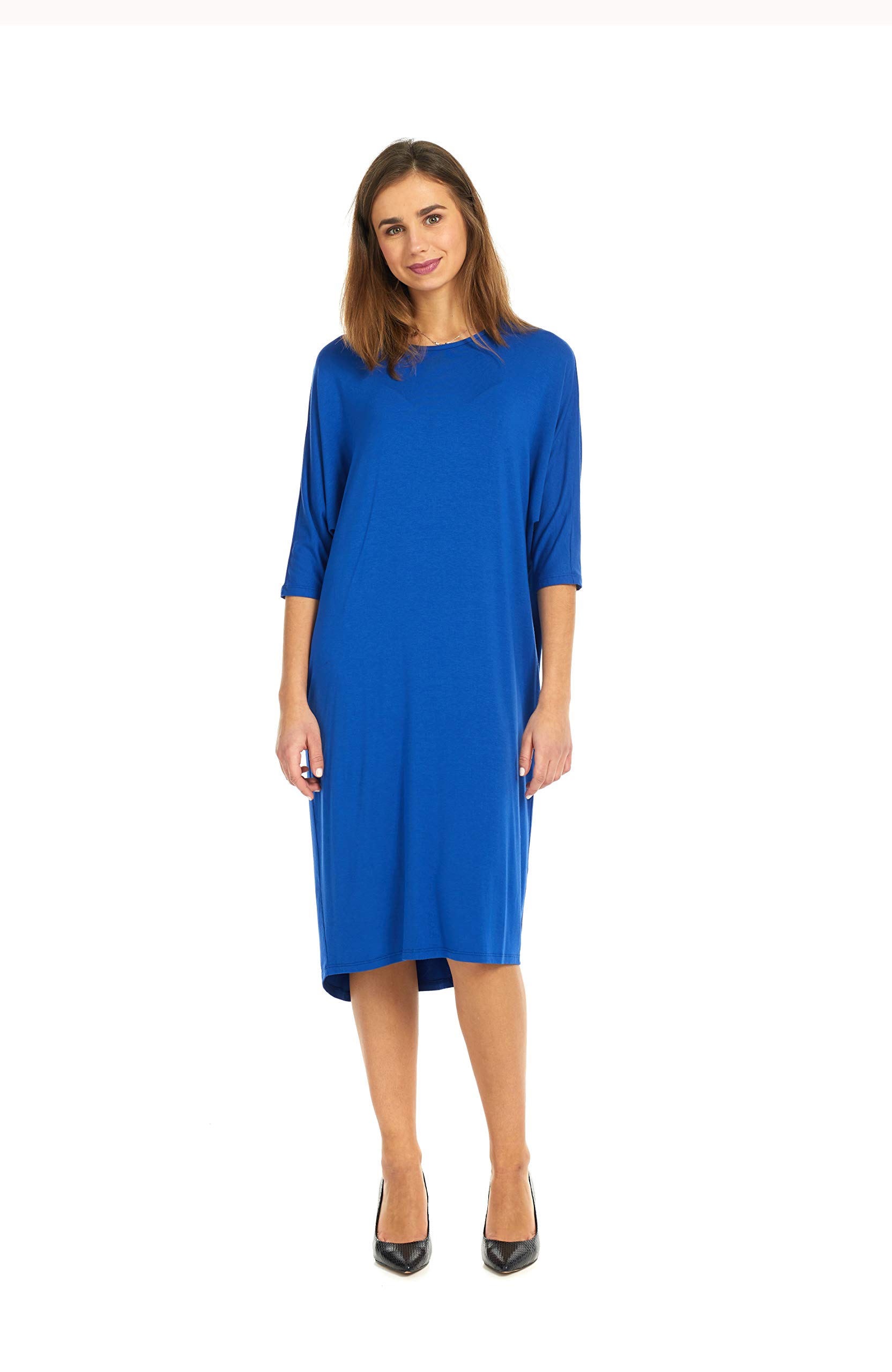 ESTEEZ Women's Casual Dress 3/4 Bat Wing Sleeves Loose Fit Monica