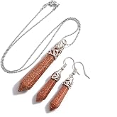 Natural Gemstones Hexagonal Pointed Reiki Chakra Pendant And Earrings Set