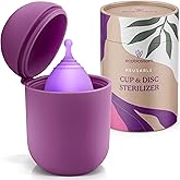 EcoBlossom Menstrual Cup Case and Sterilizer - Reusable Silicone Sterilizing Holder - Cleaner Period for You and Your Disc or Cup - Portable Cleaning Container & Microwave Steamer (Purple)