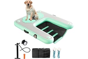 JOOLOOG Inflatable Plank Dog Float Ramp,Up to 180lbs Dog Water Ramp Ladder with Non-Slip Dock Platform for Swimming Pool,Boat