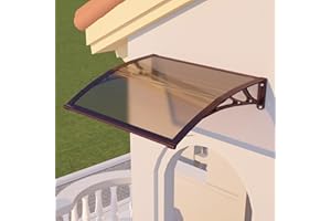 DAWNINGHOMM Awning for Door Entrance with Drainage, 32x40 Inch Awnings for Patio, Durable Polycarbonate Window Awnings Exterior, UV Rain Snow Protection Canopy for House, Porch, Patio, Deck