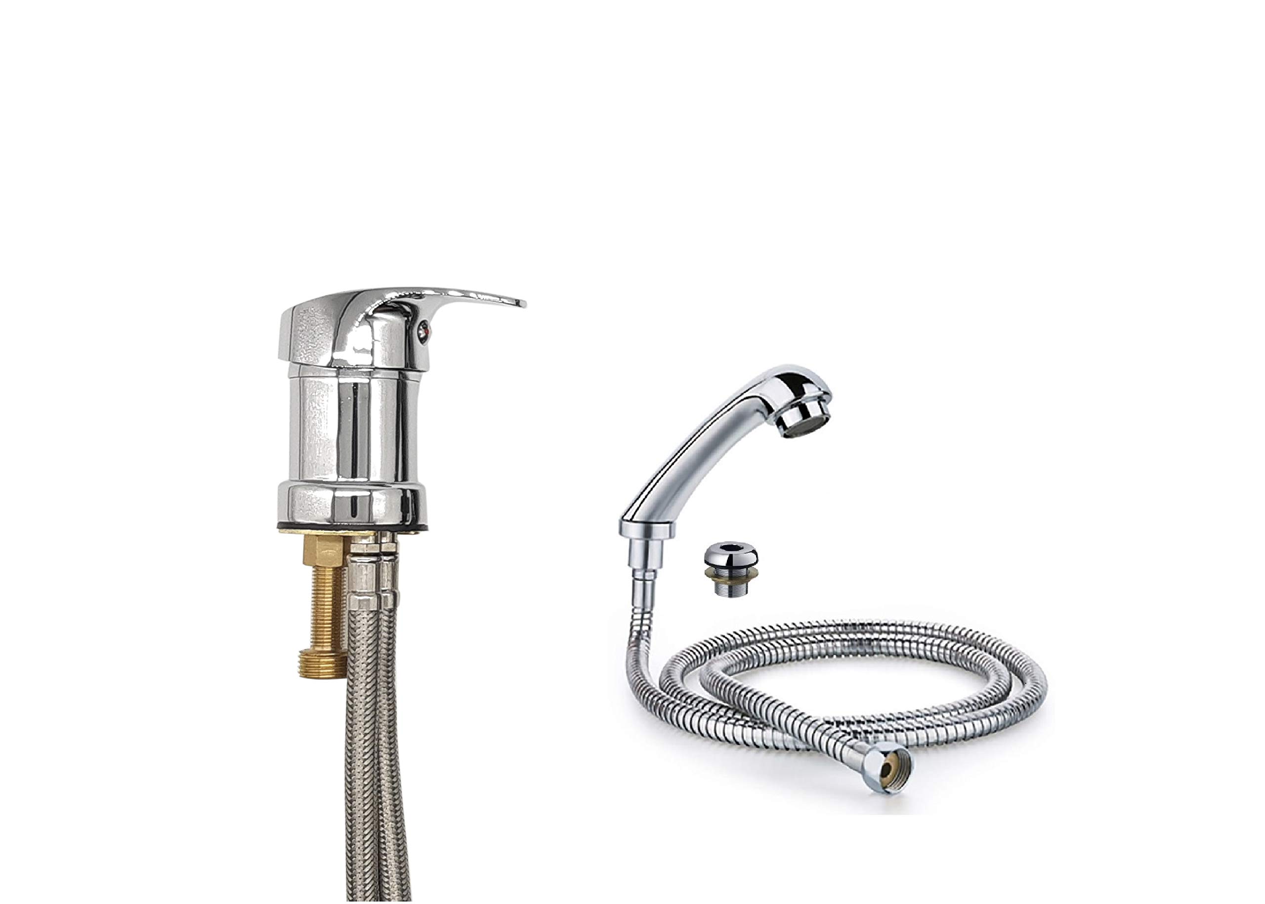 New Improved Brass Faucet Mixer, Sonsan Mixer Sprayer Set Hairdresser Wash Basin Sink Set ...(Build in Flexi Pipes 80cm)