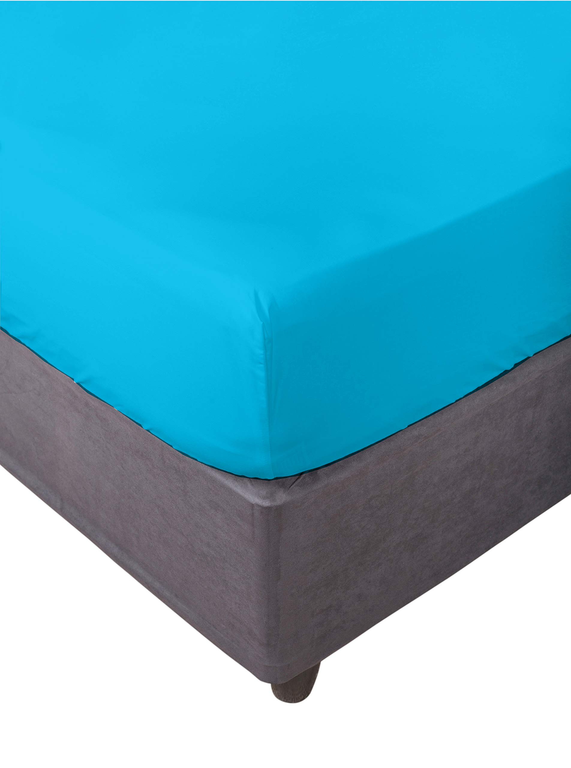 Miracle Home. Fitted Sheet, Elastic, Soft, Comfortable, Anti-Pilling. Cotton 50% 50% Polyester. Turquoise. 90 x 200 cm — image 1