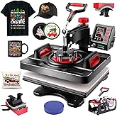 AKEYDIY Upgraded 5 in 1 Heat Press Machine Digital Combo Sublimation Heat Transfer Machine12 X 15" Swing Away Shirt Printing