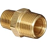 Anderson Metals - 56123-0604 Brass Pipe Fitting, Reducing Hex Nipple, 3/8" Male Pipe x 1/4" Male Pipe