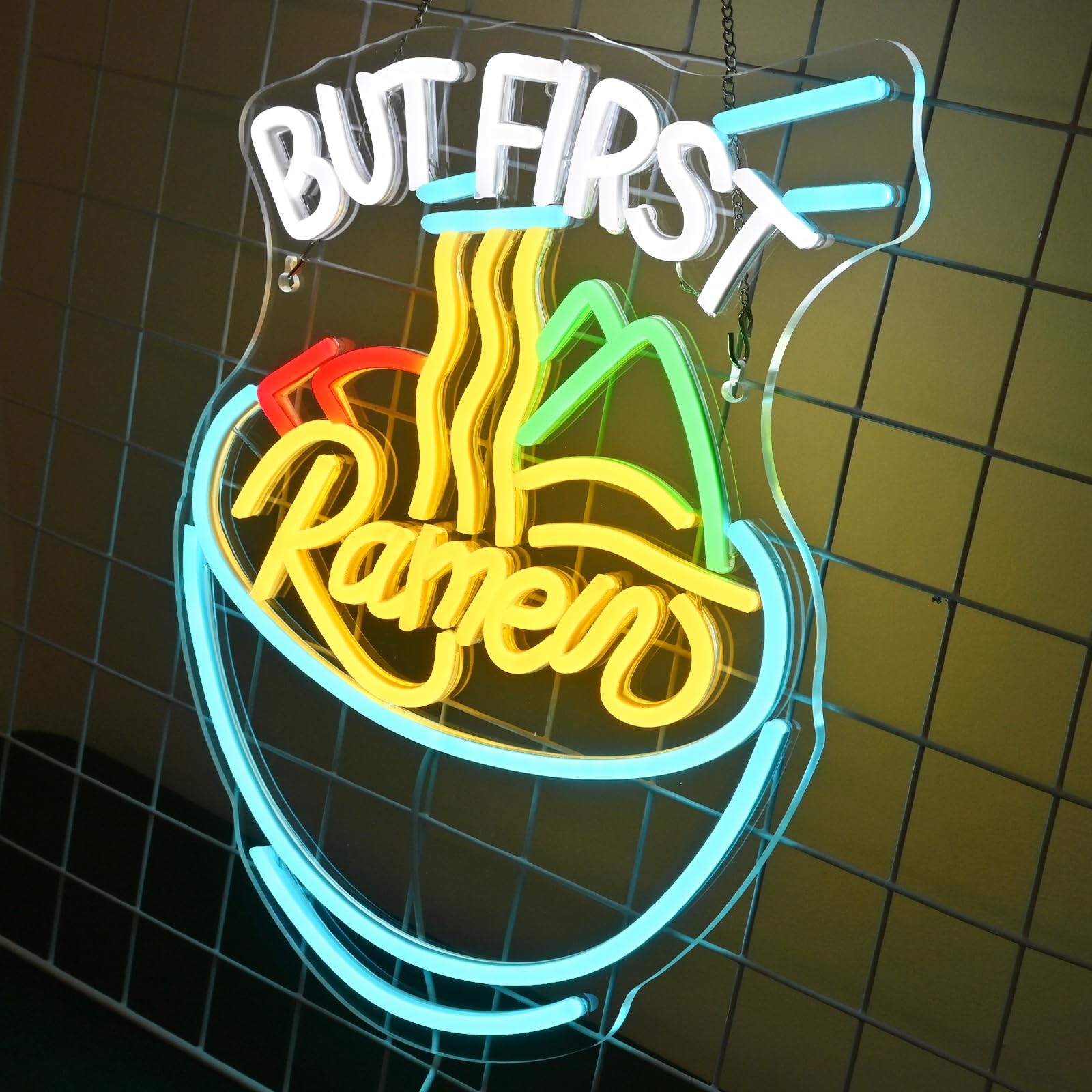 FAXFSIGN But First Ramen Neon Sign Chinese