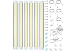 Under Cabinet LED Lighting Plug In, Dimmable Cabinet Lights 3000K Warm White, Dimmer Switch Contorl, 12V Linkable Kitchen Cou