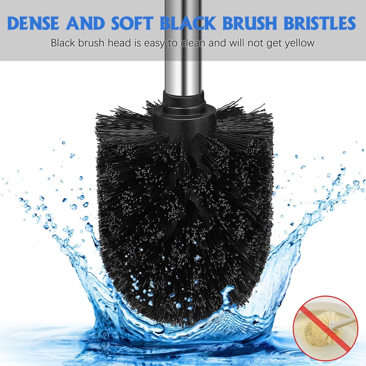 Homemaxs Toilet Brush and Holder, 【2020 Newest】 304 Stainless Steel Toilet Brush with 2 Black Brush Heads Durable Rust-Resistant Toilet Brush for Bathroom - Brushed Surface: Home & Kitchen