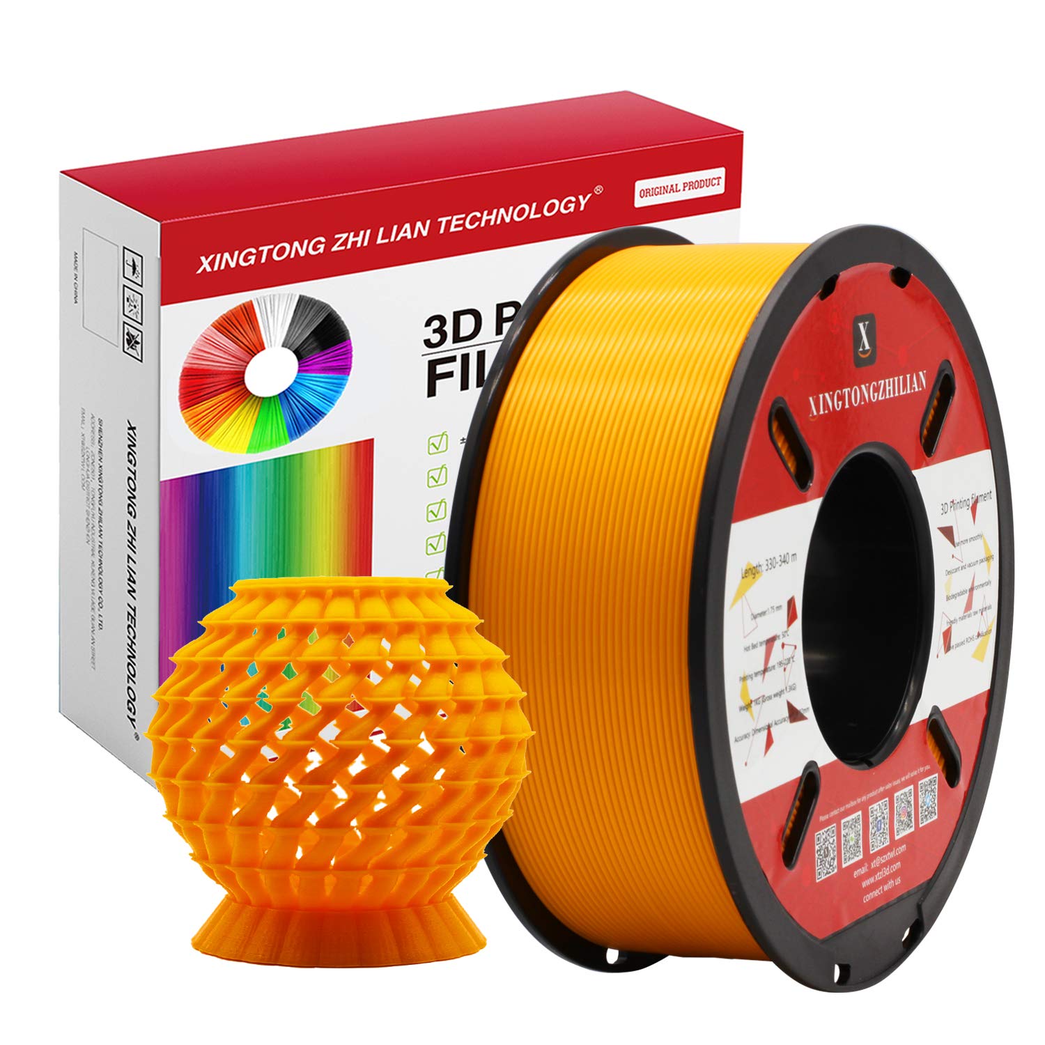 PLA Filament 1.75mm, 3D Printing Filament, PLA Filament 1.75mm for 3D Printer, Precisione Dimension +/- 0.03mm, 1kg 1 Spool (2.2 LBS), Orange