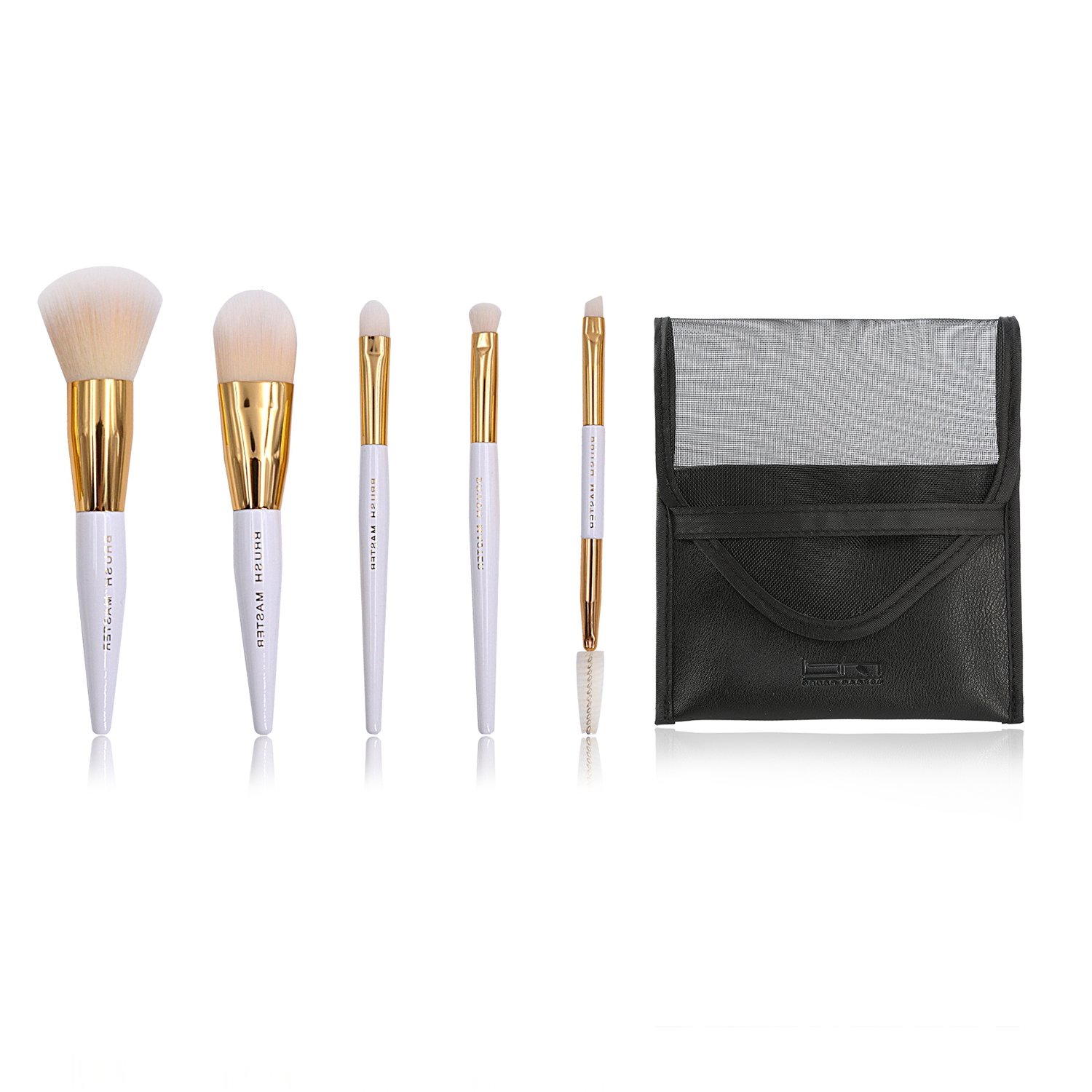 5 Piece Makeup Brushes Set Synthetic kabuki Powder Foundation Blending for Cosmetic Beauty brushes with Soft Light and Bouncy Vitamin-C Synthetic Bristles Outdoor Usage
