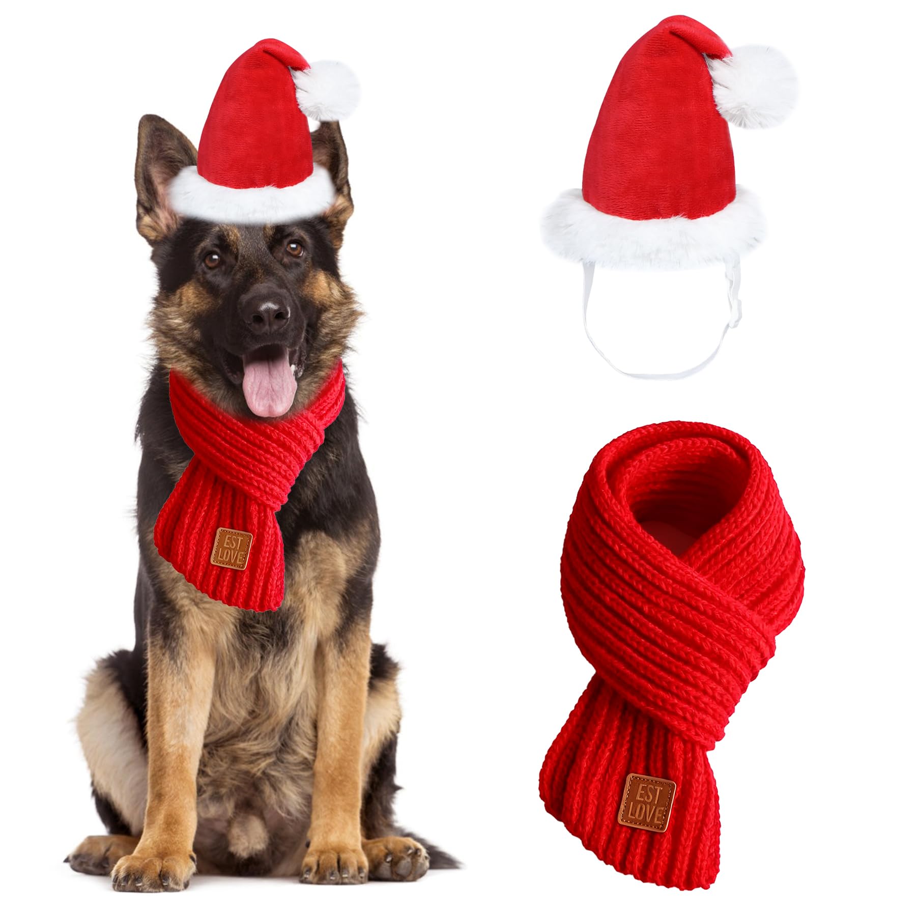 View 1 of * only comes with a hat*
PAYHTOW Dog Santa Hat Christmas Scarf Dog Christmas Outfit Santa Costume Holiday Outfit Clothes for Small Medium Large Dogs (Large)