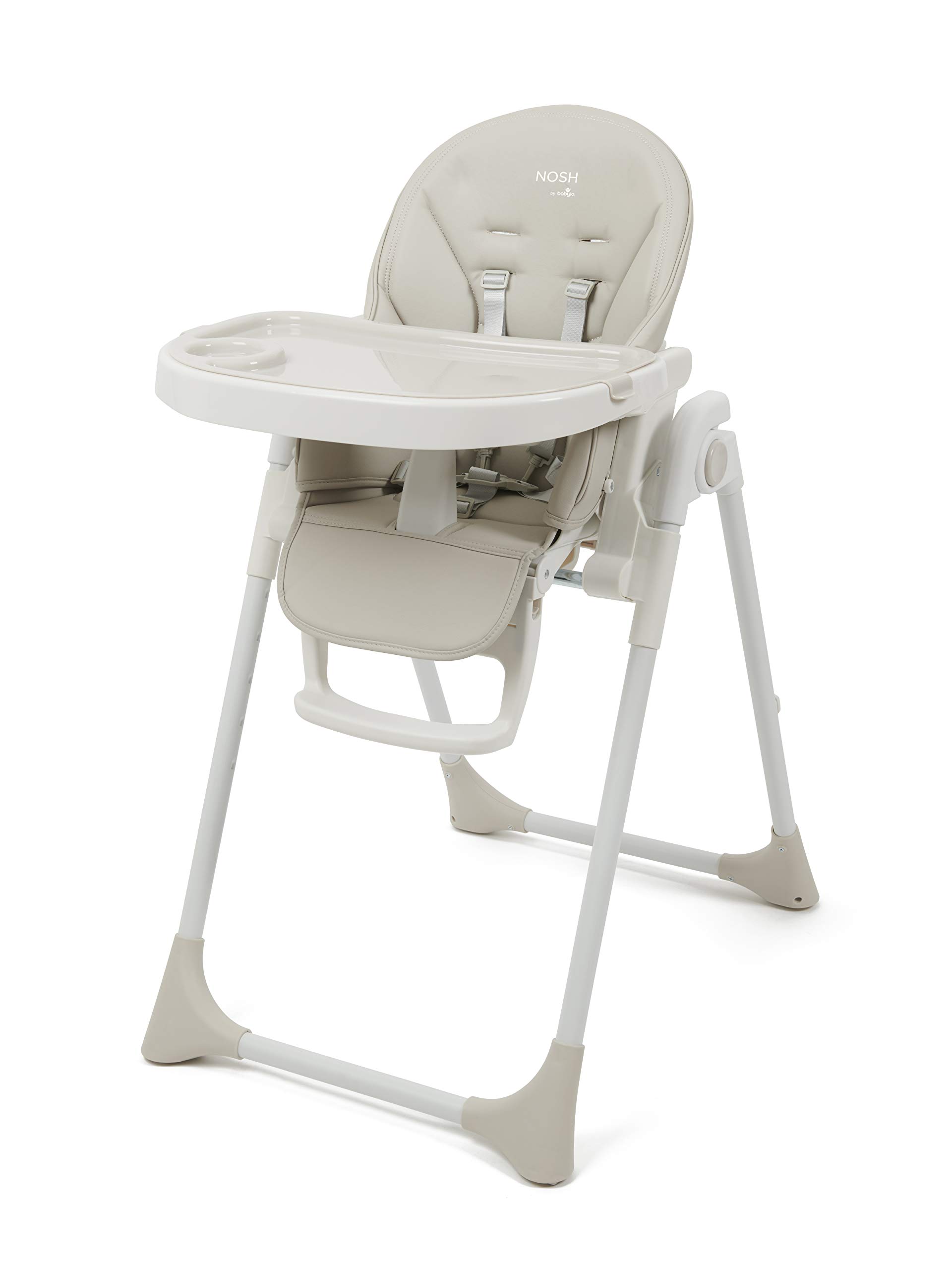 BABYLO Nosh from Birth High Chair, Adjustable + Folding with 7 Height, 3 Seat Positions Including Lie Flat, No Assembly Required, Dove Grey