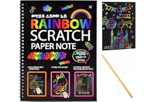 AIBIXILE Scratch Art Note Books for Kids, Scratch Art Paper Rainbow Magic Scratch Art Books for Children, Colored Scratch Art Notebooks with Wooden Pen Children's Day Best Gifts