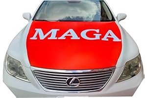 BOBBLE FINGERS Trump Flag Car Hood Cover Smiling 2024 MAGA Slip-On Washable Elastic Weatherproof Fabric, Non-Adhesive Banner 3.5 x 5 Ft Fits Most Cars USA SHIP