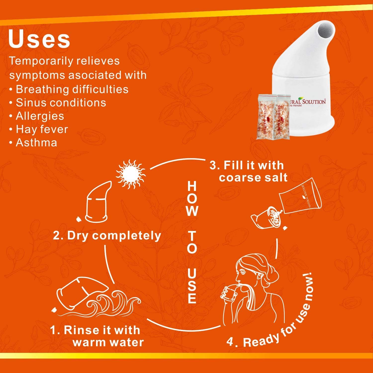 Himalayan Chef Pink Salt Ceramic Salt Inhaler with Nasal inhaler, 8 Pound (Pack of 1) : Grocery & Gourmet Food