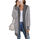 Sidefeel Hooded Sweaters for Women Open Front Chunky Knit Cardigans Oversized Coat Medium Grey Medium