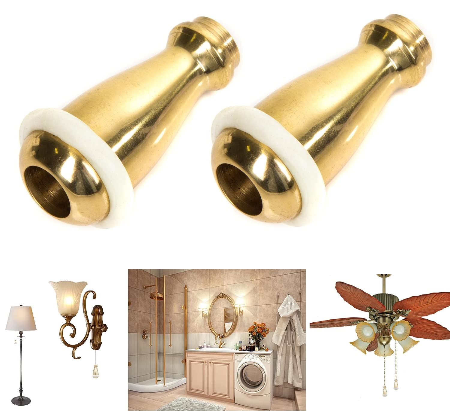 TERF® Solid Brass Cord Pull Handle Weight 45mm Use for Bathroom Shower Toilet Classic Light Switches Extractor Fans Roman Blinds Curtain - Pack of 2