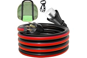 RVPLAN 15FT 50 Amp RV Extension Cord,14-50P to SS2-50R Heavy Duty STW RV Power Cord for RV Camper and Generator to House, with Locking Connector & Cord Organizer,Black-Red, ETL