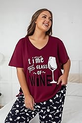 Vozanet Women's Pajama Sets Short Sleeve with Long