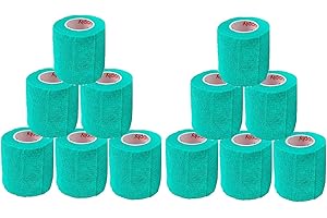 PRAIRIE HORSE SUPPLY 2 Inch Vet Wrap Tape Bulk (Teal) (Pack of 12) Self Adhesive Adherent Adhering Flex Bandage Grip Roll for Dog Cat Pet Horse