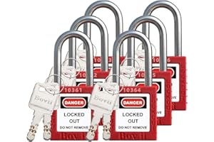 Boviisky 6 Red, Keyed Different, 2 Keys Per Lock, OSHA Compliant Lockout Tagout Locks