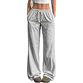 ZAFUL Casual Pants for Women, Pajama Pants Stripe Home Pants Palazzo Drawstring Waist Straight Leg