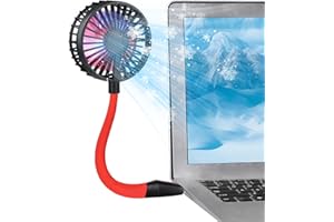 Glovion USB Fan Mini Desk Fan USB Powered Personal Fan 3 Speeds Strong Airflow Portable Fan with Night Light, ON/OFF Button, Flexible Laptop Cooling Fan for Office Home Bedroom Desktop Travel