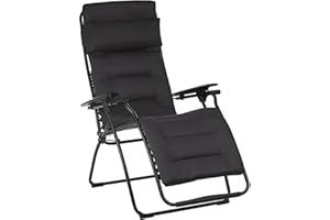 Lafuma Futura Air Comfort Zero Gravity Recliner (Acier Black) Padded Folding Outdoor Reclining Chair
