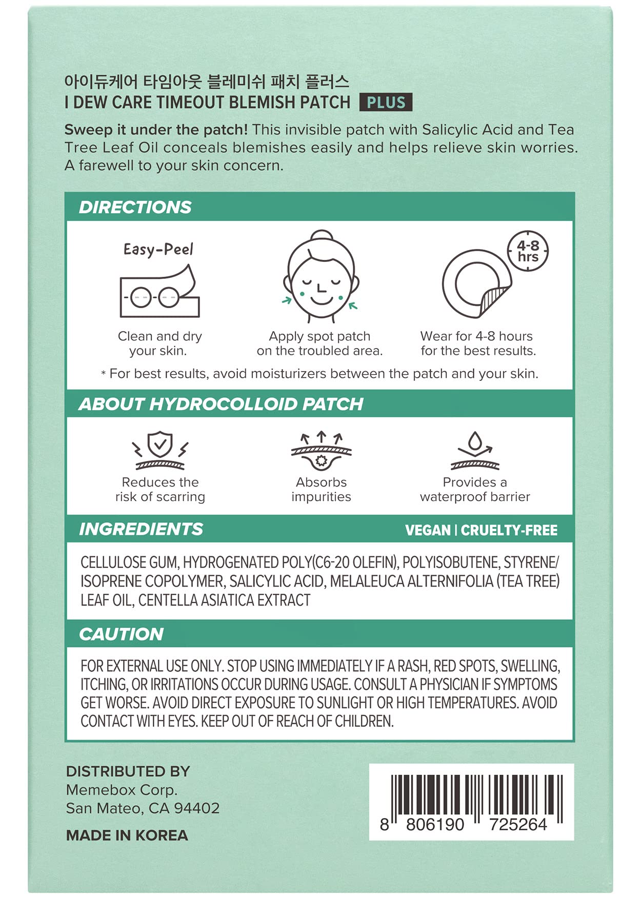I DEW CARE Hydrocolloid Acne Pimple Patch - Timeout Blemish Plus | Korean zit Dark Spot Patches for face and skin, Pus absorbing with Tea Tree Leaf Oil, Facial Stickers, Large, 36 Count