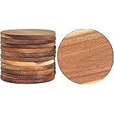 12 Pack Acacia Wood Drink Coasters, 3.74 Inch Round Wooden Cup Coasters