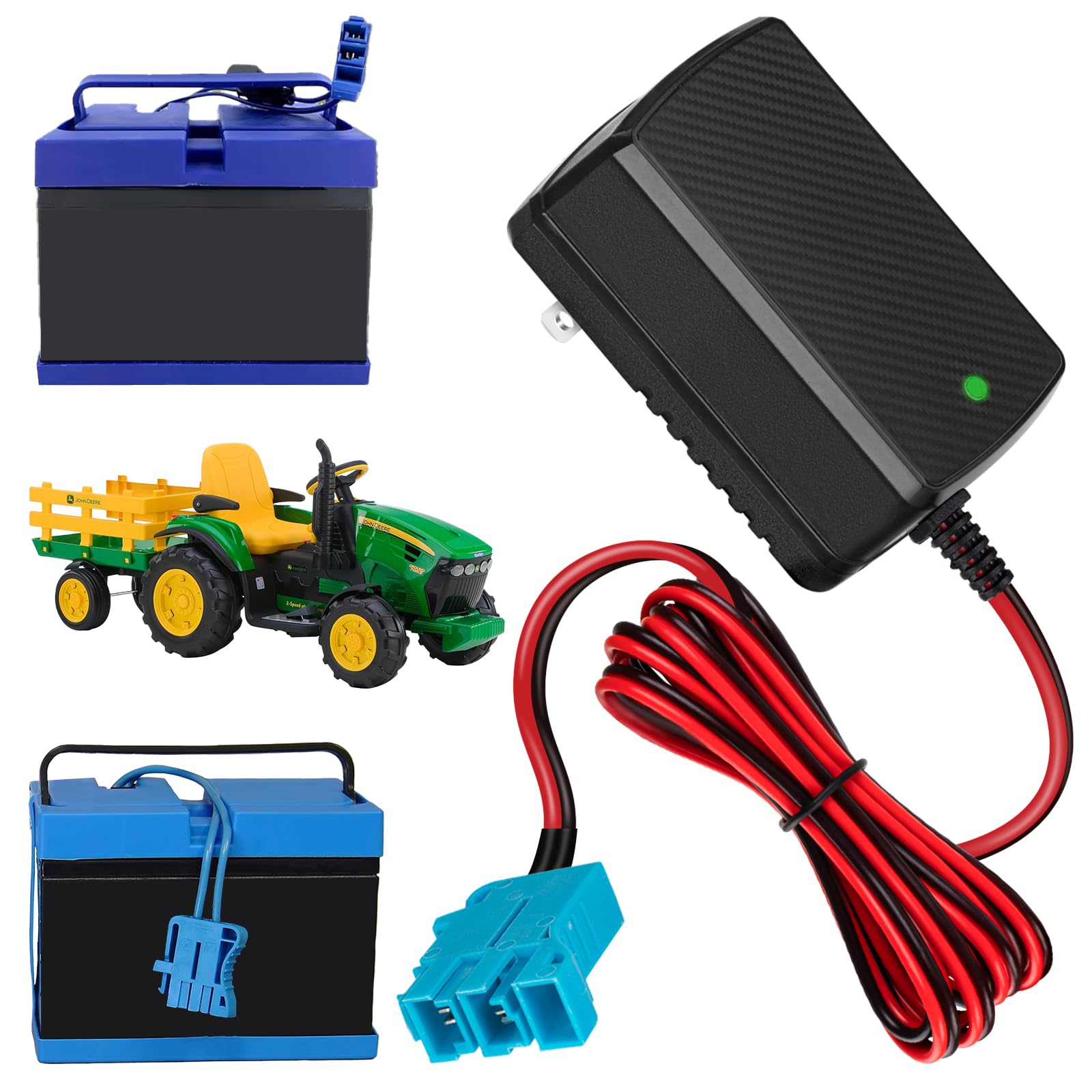 Photo 1 of 12V Battery Charger for 12V Peg-Perego Battery John Deere Ground Force Tractor John Deere Gator XUV Polaris RZR 900 Powered Ride On Car Replacement Power
