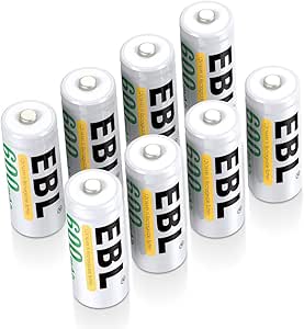 EBL E90 LR1 N Batteries, N Rechargeable Battery 600mAh Ni-MH for Clock, LED Lights, Toys, Pack of 8