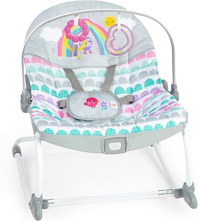 Bright Starts Rosy Rainbow Rocking Seat with Vibration Newborn to Toddlers