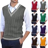 Rtdyvyuhb Sweater Vest Men Casual Sleeveless V Neck Knit Pullover Tops Plus Size Loose Fit Business Casual Formal Vest Top