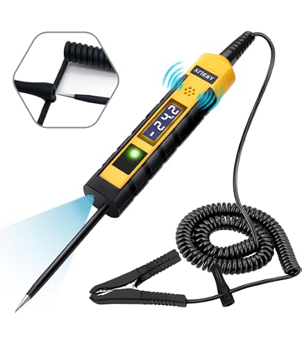 BOAK Heavy Duty DC Circuit Tester 3-60V | Digital LED Test Light With 102" Wire For Cars, Motorcycles